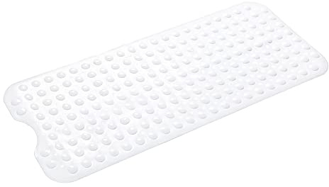 Alfombra Antideslizante para Bañera y Ducha 100x40cm, 200 Ventosas Ultra-Fuertes, Material Suave Antibacterial, Lavable a Máquina, Color Anti-Manchas, Seguridad Familiar (Blanco)