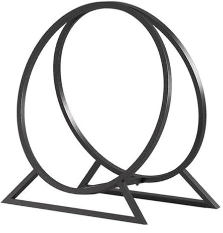 GTPBAO Kaminholzregal Holzwiegen Runder Brennholzständer für Holzofen, Metall Kaminholzhalter für Drinnen und Draußen, Robuster Holzkorb, Schwarz
