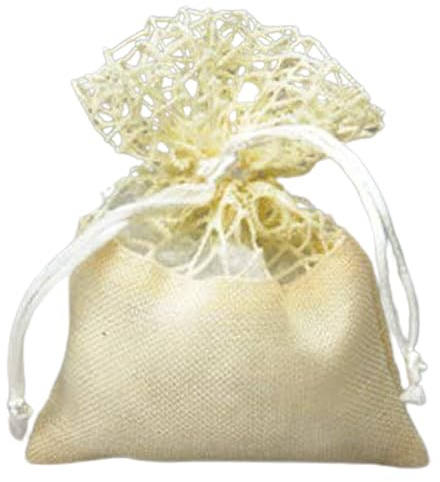 Jutepåse 10 cm blandade färger för bröllop dop nattvardsgång elegant rustik presentförpackning speciell gör-det-själv händelse (grädde, 10 st)