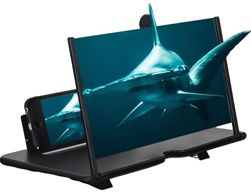 Phone Magnifier Screen, New Version Big Screen Phone Magnifier, Portable Foldable Ultra HD screen Amplifier, for Movies, Videos, Gift for seniors (Horizontal-black,14in)