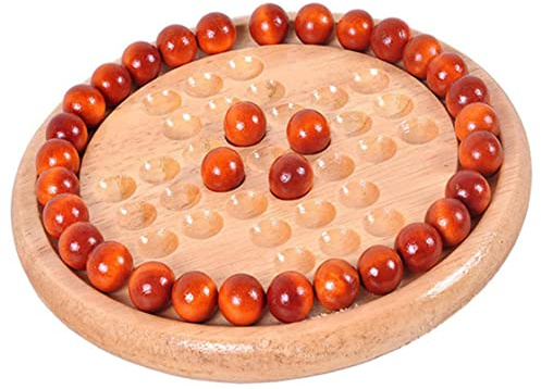 Brettspiel „Holzkugel-Herausforderung Murmel-Solitär Schach für Spaß Denksportaufgabe Freizeitspiel für Weihnachtsfeiern Brettspiel „Holzkugel-Murmel-Solitär