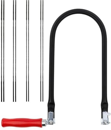 JUKOTA Kit de scie à chantourner Set de Scie à Découper avec 8 Lames (4#6#8#10#) et Arc de Scie pour Métal et Bois Poignée en Bois Lames Triées Coupes Précises Scie Fine pour Travaux sur Bois
