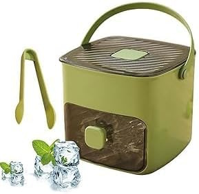 Ice Cube Box,Ice Cube Tray With Lid And Bin,Ice Storage Containers,Ice Cube Box With Drawer And Storage Container, 48 Grids, Reusable Ice Grid For Coffee Cocktails And Juice,For Home Kitchen (Green)