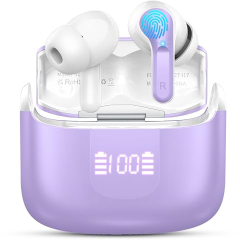 Ordtop Bluetooth 5.4 Earbuds, 3D-Stereo Wireless Headphones, 50+Hrs Deep Bass in Ear Buds, 4 ENC Noise Cancelling Mic Bluetooth Earphones, USB-C IP-X7 Waterproof Headset Sport Gym for Android iOS