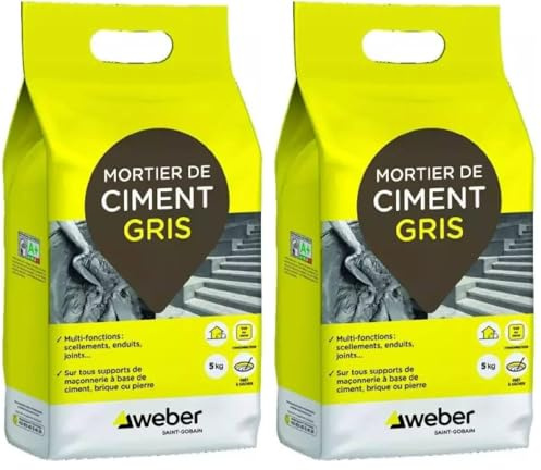 WEBER - Ciment Gris pour réparation et travaux rapides de maçonnerie, mortier, 5kg (Lot de 2)