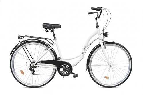 Fahrrad 28 Zoll - Bequemes Cityrad für Damen und Herren - mit 7-Gang Shimano Schaltung - Komfortabler Tiefeinsteiger für Stadt und Pendler - Dallas City