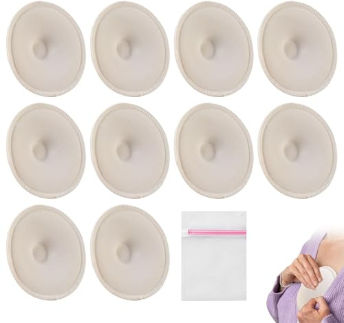 10 Stück Stilleinlagen Waschbar,Waschbare Stilleinlagen,Atmungsaktiv Breast Pads,Weich Und Saugfähig,Auslaufsicher,Hautfreundlich Und Unsichtbar,Inklusive Wäschenetz