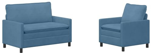 Yisssmeng Sofa Set 2-teilig Couchgarnitur modern Blau - 3-Sitzer Polstersofa aus Cord mit Metallrahmen für Wohnzimmer - Set mit 1er und 2er Sofa