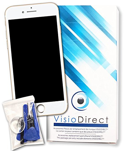 Visiodirect Ecran Complet pour iPhone 7 Blanc vitre Tactile + ecran LCD sur Chassis de Telephone Portable + Outils + Etui Housse Noir