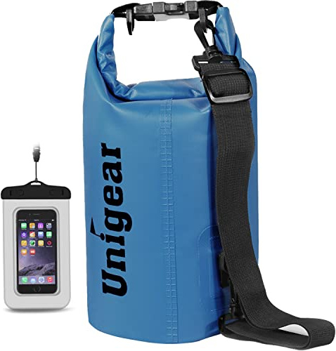 Unigear Vattentät väska (2L/5L/10L/20L/30L/40L/55L) för utomhusaktiviteter och vattensporter, camping, kajak, fiske, med vattentätt mobilskal
