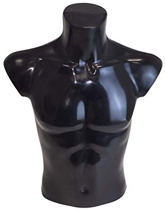 fella4stores Basic Herrentorso 44/46, vollgeformt & bruchsicher, Modepuppe, Schaufensterfigur & Mannequin aus PE Kunststoff, selbststehend, ideal für Kleiderpräsentation & Dekoration, Schwarz