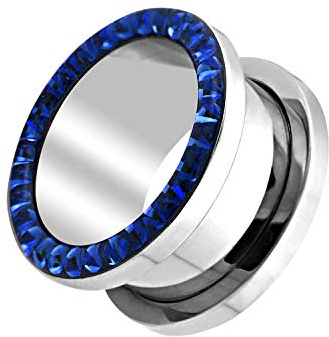 Piercingfaktor Flesh Ohr Tunnel Piercing mit Kristallen und Ferido Epoxy Schutzschicht