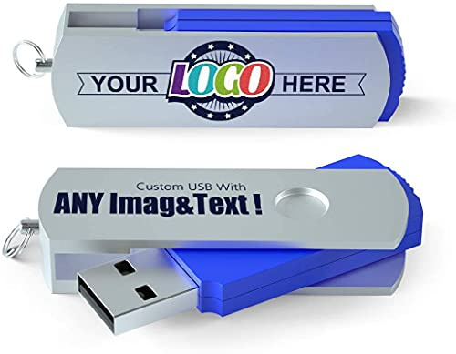 MEINAMI Individualisiert USB-Flash-Laufwerk Blau Aluminium Swivel Personalisierte Memory Stick USB 2.0 Flash Drive 4GB 25 PCS