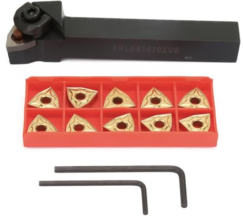 Lathe Turning Tool Holder Fast Cutting Speed Tool Holder Lathe Turning Tool WWLNR1616H08/WWLNR1616K08 for Semi-finishing Finishing with 10pcs Inserts