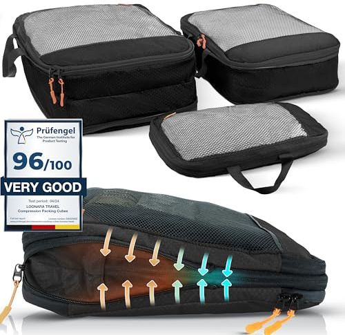 Compression Packing Cubes Set für mehr Platz im Koffer & Backpack - Packwürfel Packing Cubes Compression als Rucksack Organizer - Travel Packtaschen Reise - Camping Zubehör & Wander Ausrüstung