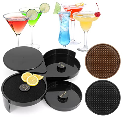 Gearific Rimmer per vetro da bar a 3 livelli, Rimmer per zucchero e sale Margarita, Rimmer per bicchiere da cocktail per feste da bar