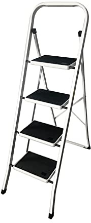 Folding Step Ladder 4 Step Ladder, Foldable Step with Wide Padel & Anti-slip Feet, Portable Stepladder for Kitchen Home Garage, 330 LB Capacity, Easy to Store