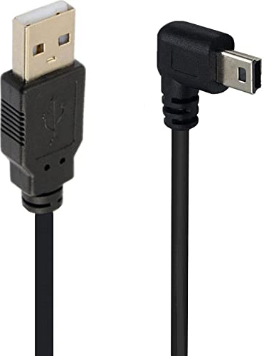 SHANFEILU Câble mini USB d'angle 90 degrés Mini 5 broches USB B mâle à USB 2.0 mâle fil d'extension de synchronisation de données pour GPS Dash Cam Black angle droit 4,9 pied
