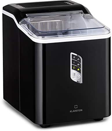 Klarstein Eiswürfelmaschine Klein, Schneller Ice Cube Maker, Eiswürfelbereiter Selbstreinigend, Eiswürfelgerät für Große und Kleine Eiswürfel, mit Eiswürfelbehälter, 12kg/24h, Fassungsvermögen 1,5 L