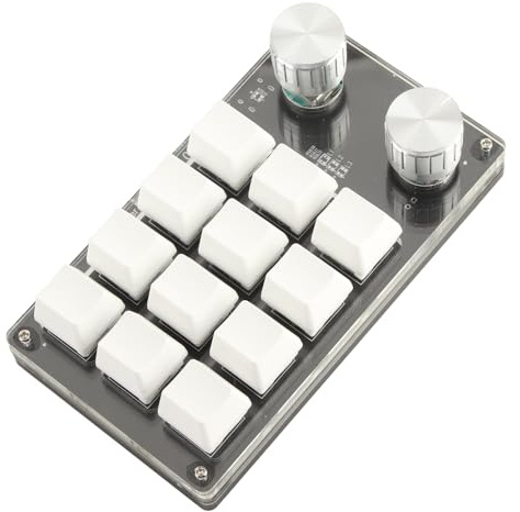 Focket One Handed Programmable Mechanical Keyboard, 12 Key Programmable Macro Keyboard with Knob, USB Programmable Mini Keyboard Programmable Keyboard, Gaming Keypad, Plug and Play