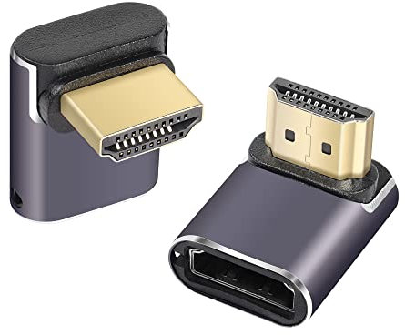 RIIEYOCA 8K&60Hz HDTV 90 Degree Down Angle Male to Female Adapter 48Gbps HDTV 2.1UHD Connector 3D Extender Support 8K@60Hz / 4K@120Hz Compatible with HDR, PC, Monitor, Roku TV, 2 Pack