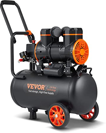 VEVOR 6.3 Gallon Air Compressor, 2 HP 3.35 CFM@90PSI Air Compressors with Max. 116PSI Pressure, Oil Free Compressor Tank for Auto Repair, Tire Inflation, Spray Painting, Woodwork Nailing