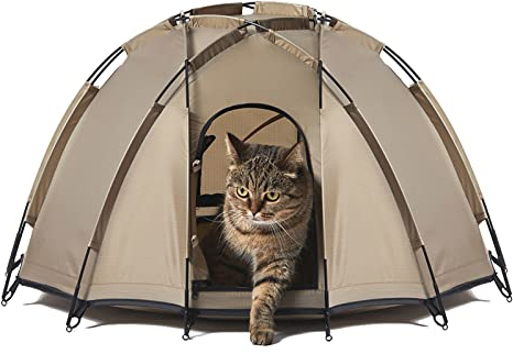 Haustier-Campingzelt, Laufstall für Katzen, Haustierhaus, Hundekäfig, zusammenklappbares Katzenbett im Freien für Reisen, Hundezelt, Camping, Strand, Sonnenschutz, für kleine, mittlere und große Hau