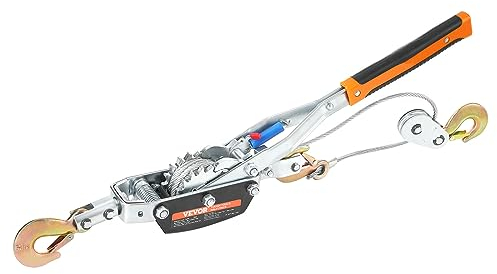 VEVOR Come Along Winch, 5 Ton (11,023 lbs) Pulling Capacity, 11.5 ft Steel Cable, 3 Hooks, Heavy Duty Ratchet Power Puller Tool with Dual Gears, Automotive Hoist Cable Puller Ideal for Vehicle Rescue
