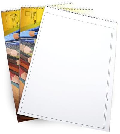 DOJA Barcelona | Bloc Dibujo A4 | Pack 3 | Block Dibujo A4 Espiral | Con Márgenes | Cuaderno de Dibujo 230x330mm | 20 Hojas Lisas con Recuadro 130g | Colores 1 | Libretas A4 | Hojas de Dibujo A4