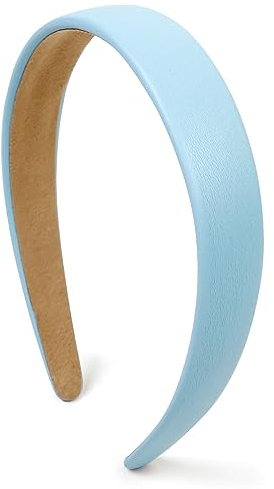 Ruzister® Fasce per capelli blu da donna, fascia per capelli blu chiaro, fascia in pelle sintetica per donne e ragazze, in plastica dura, tinta unita, sottili fasce per capelli