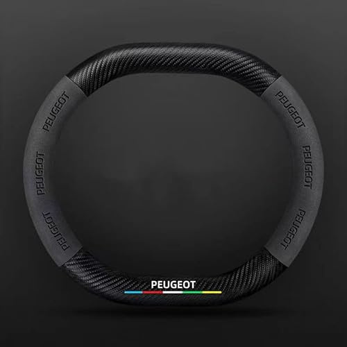 TEMKIN Auto Lenkradbezug Leder für Peugeot 5008 2009-2017 Nappa Leder Anti Rutsch Atmungsaktiver Heavy Duty Lenkradbezug rutschfest Lenkradschutz Größe 37-39cm für Männer Frauen