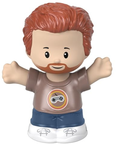Fisher-Price Little People Spielset – GWV15 ~ männliche Videospielfigur mit braunem Hemd mit Controller-Aufdruck ~ rote Haare und Bart ~ funktioniert hervorragend mit jedem kleinen Leuten-Spielset