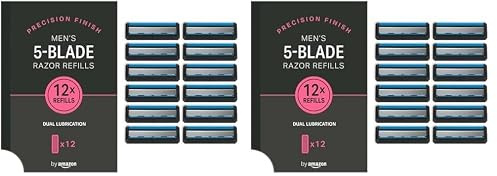 by Amazon Herren 5-fach-Ersatzklingen (12 Stück) (Früher Marke Solimo) (Packung mit 2)
