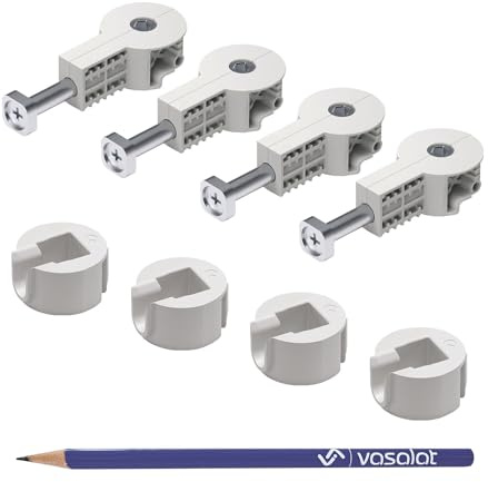 vasalat bänkkontakt Quick-Tech – 4 x plattkontakt M8 x 64 mm för bänkskiva med 25 mm minsta tjocklek + 4 x motstycke