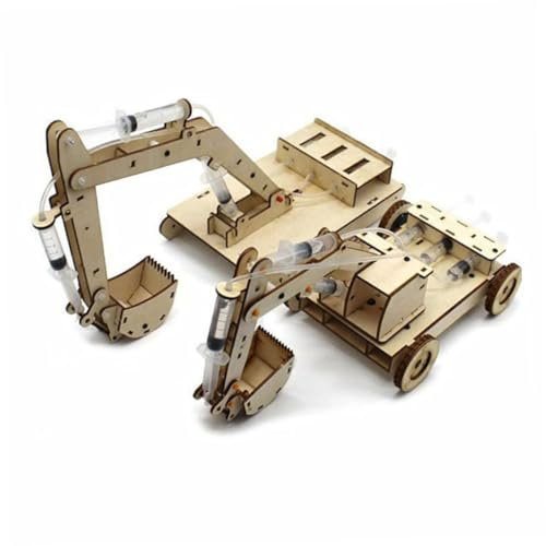 ibasenice Mini Pelle Hydraulique Bois Pelleteuse Jouet pour Garçon Fille Maquette De Pelleteuse à Monter Soi-même