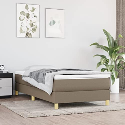 CKioict Palettenbett Modernes Bettgestell Jugendbett Boxspringbett mit Matratze Taupe 90x200 cm StoffGeeignet für Arbeitszimmer, Wohnzimmer, Hotel