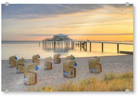 artboxONE Acrylglasbild 90x60 cm Reise Timmendorfer Strand am Morgen - Bild timmendorfer Strand küste lübeck