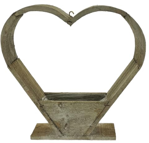 Pflanzkorb Herz aus Holz zum Stellen oder Hängen 30 x 29,5 x 8cm