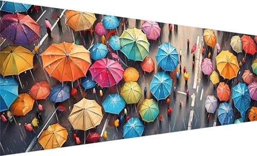 Diamond Painting XXL 300x100 cm, DIY Straße Diamond Painting Eckige Steine Strass Cross Stickerei Kunst Kits, Diamond Painting Zubehör Set Basteln Erwachsene, Diamond Painting Bilder Regenschirm T-2
