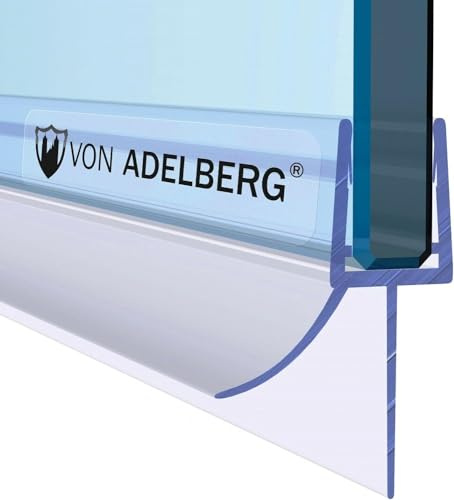 Von Adelberg Duschdichtung für 6mm bis 8mm Duschtüren, Länge 200 cm, Transparent, PVC, Glasduschdichtung, Duschkabinen Dichtung, Ersatzdichtung Dusche