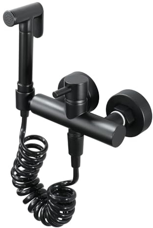 Douchette Toilette Wc Suspendu Kit Douchette Wc Encastré Mélange Chaud Et Froid À Poignée Unique noir Espacement Des Trous De 8.5 Cm