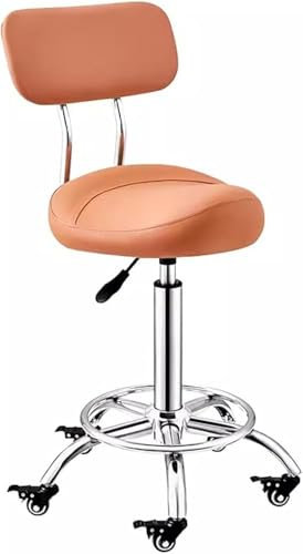XIAGJAO Sattelhocker, Küchensattelstuhl mit Fußstütze, Rückenstütze, ergonomischer Bürostuhl, Sattel, Salonstuhl für klinische Zahnarztklinik (Farbe: Kamel)