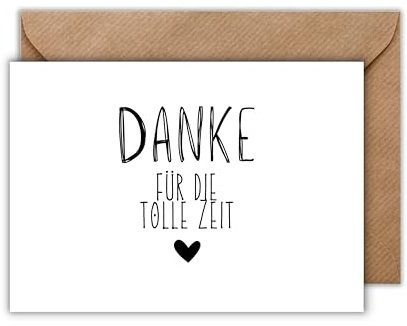 WBdesignz Schlichte Danke Karte mit Umschlag - Stilvolle Abschiedskarte “Danke für die tolle Zeit!” Herzliche Glückwünsche zum Neuanfang für Kollegen Freunde (DIN A6)