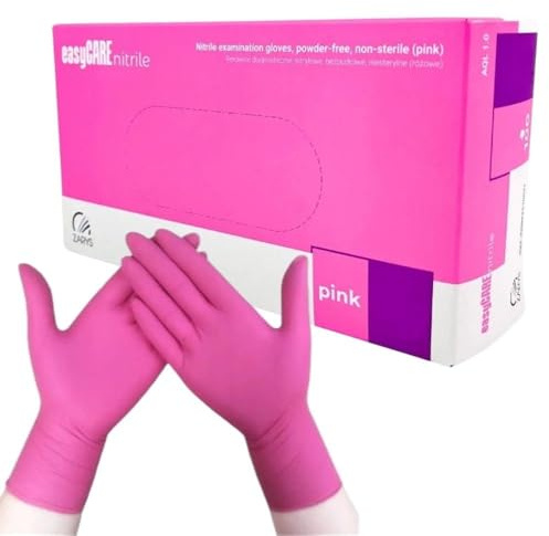 BEAUTIONA Nitrilhandschuhe puderfrei 100 Stück/Box, Rosa Einweghandschuhe, latexfreie Einmalhandschuhe M, reißfest & hautfreundlich, Handschuhe in Gr. XS, S, M, L verfügbar