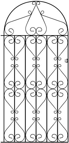 Regent Scroll Tall Bow Top Metal Garden Gate galvanised Wrought Iron Style Swing (991mm Gap x 1867mm High RBZP43)