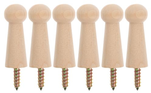 KOMBIUDA 6 Stück Wandhaken Holz Dekorative Vintage Garderobenhaken Holzhaken Huthaken Moderne Minimalistische Kleiderhaken für Garderobe Bad Handtücher Hüte Kleidung