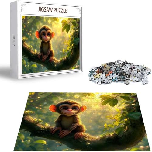 Puzzle 1000 Teile Tier Puzzle Erwachsene, Holzpuzzle Erwachsene Puzzelmatten, Mehrfarbig Holzpuzzle, Klassische Puzzles AFFE Wooden Jigsaw, Geschicklichkeitsspiel für die Ganze Familie, Geschenk S-86