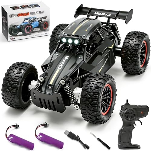 Jiakora Coche Teledirigido Niño, Escala 1:16 Coches Teledirigidos con Carrocería Metálica y Faros, 2.4GHz Coche RC Monster Truck Todoterreno, 2 Pilas 50 Minutos, Juguetes Regalos para Niños 3-12 Años