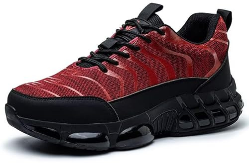 ZEPYFXIT Scarpe Antinfortunistiche Uomo Donna Leggere Scarpe da Lavoro Comode Scarpe Sicurezza con Punta in Acciaio Antiscivolo Traspiranti Safety Shoes for Men(Rosso,43 EU)