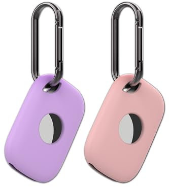 2 Pack Holder Case Compatible with Tile Pro 2024 Tracker, Anti-Scratch Finder Accessories Cover for Tile Life360 Pro, Silicone Keychain(Purple Pink)